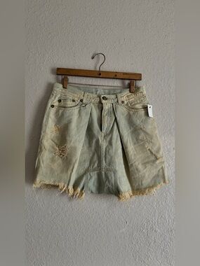 NWT R13 Harem Denim Distressed Shorts in Faded Light